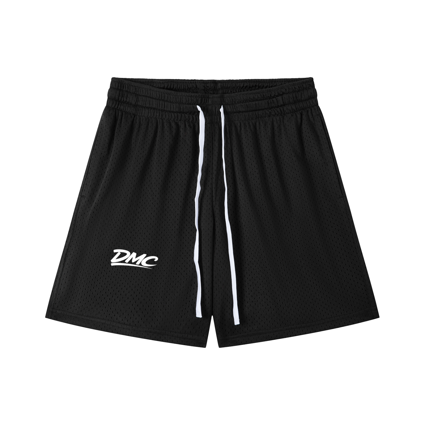 DMC Black Mesh Drawstring Shorts